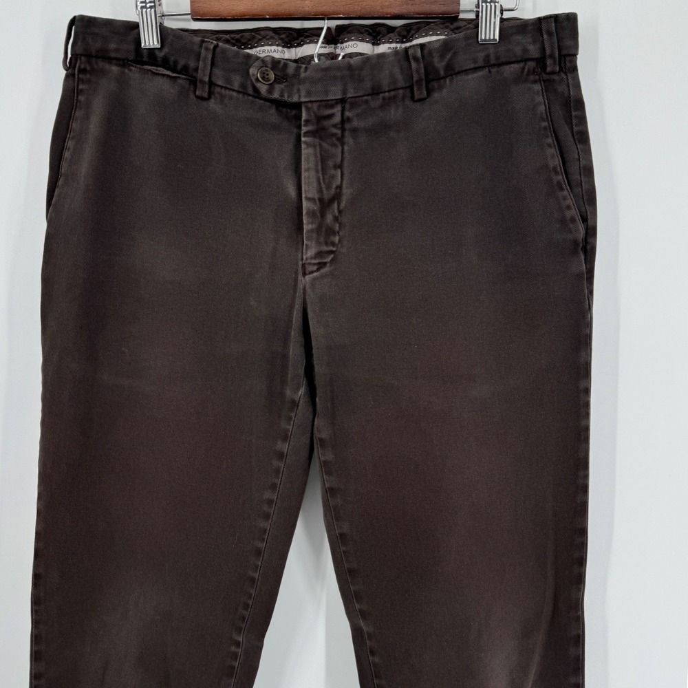 Germano Made In Italy Mens Slim Stretch Brown Chino Pants Size 52 US 36 Cotton